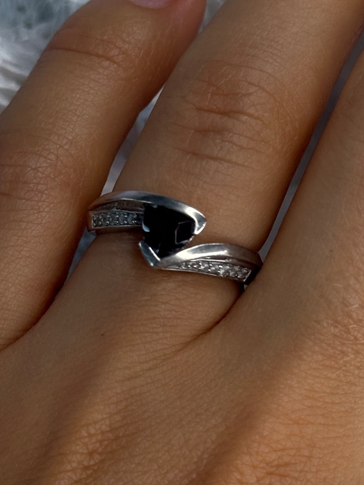 925 Sterling Silver Garnet & Beryl Ring Size 6.5
