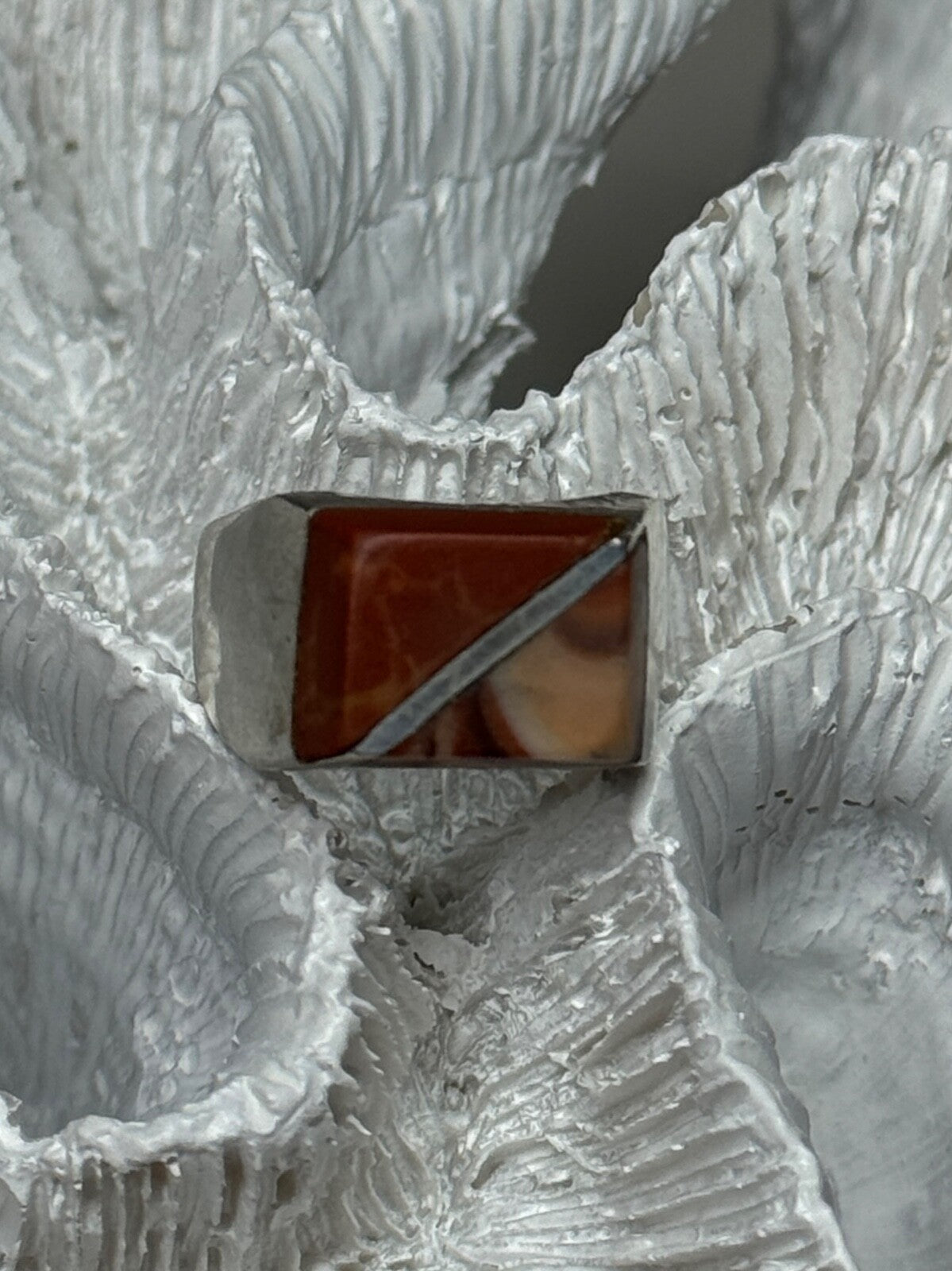 925 Sterling Silver Agate Ring Size 7