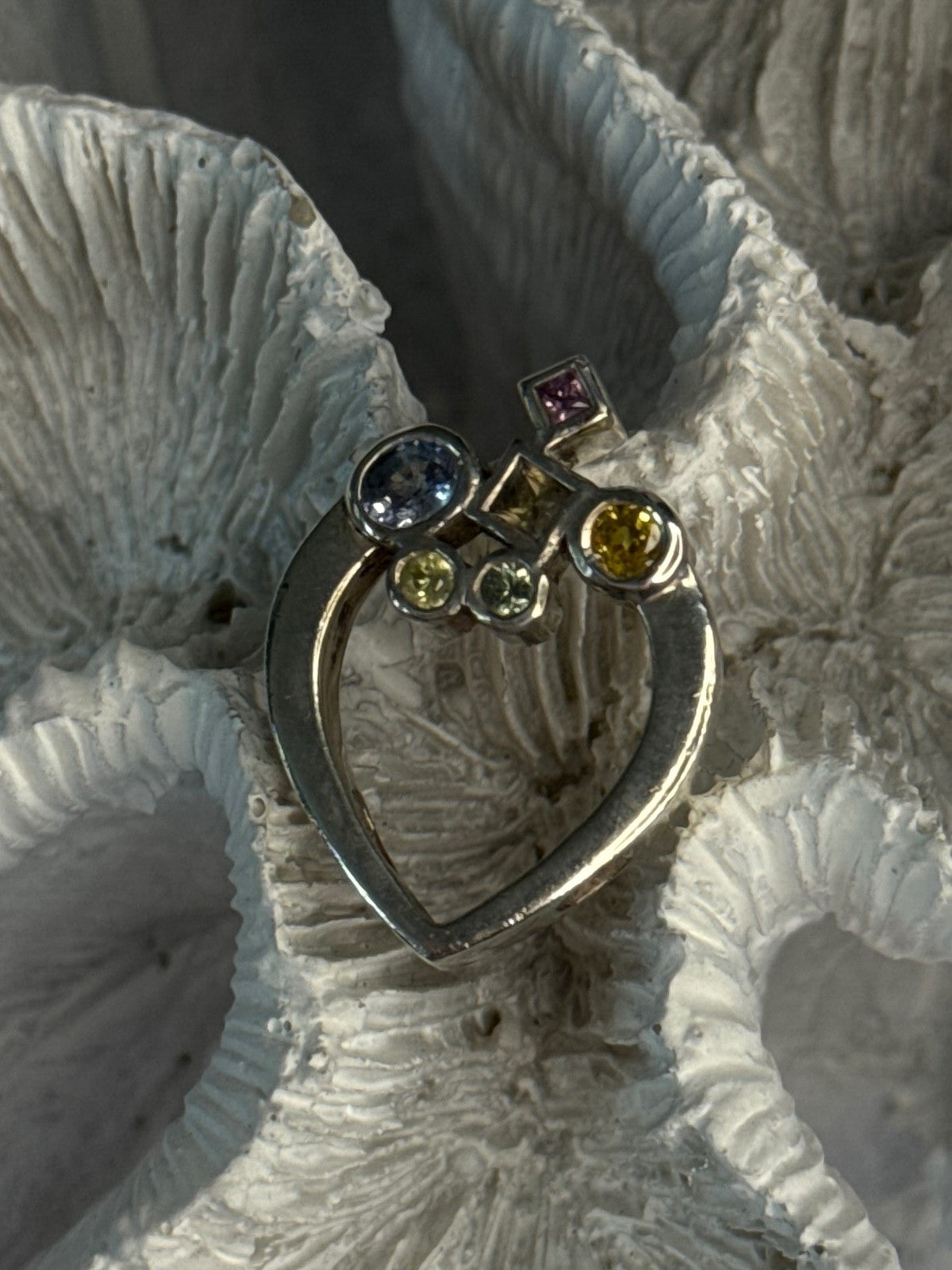 925 Sterling Silver Multicolor Spinel Heart Pendant Length 1 Inch