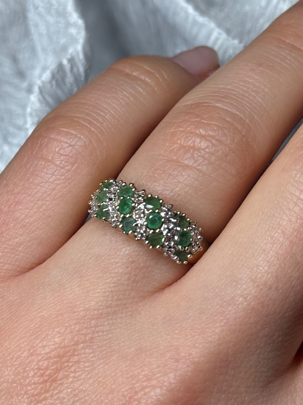 10K Yellow Gold Ring Emerald & Diamond Size 6