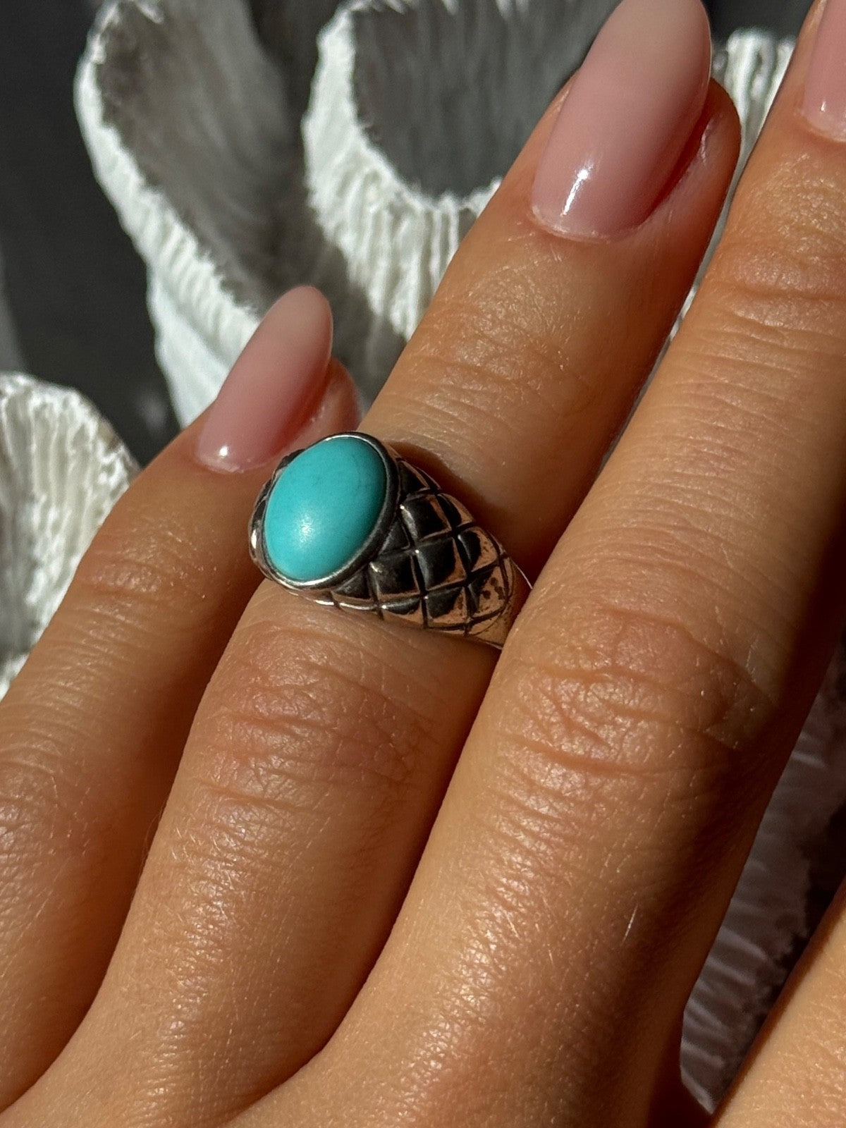 Vintage 925 Sterling Silver Larimar Ring Size 5