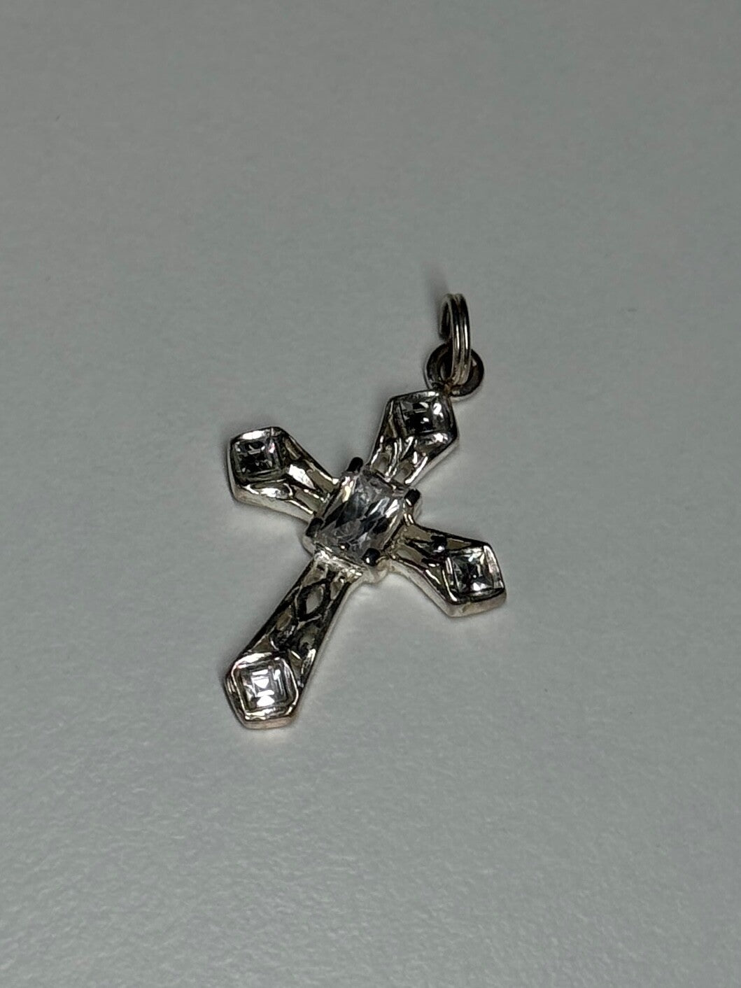 925 Sterling Silver CZ Cross Length 28 Mm