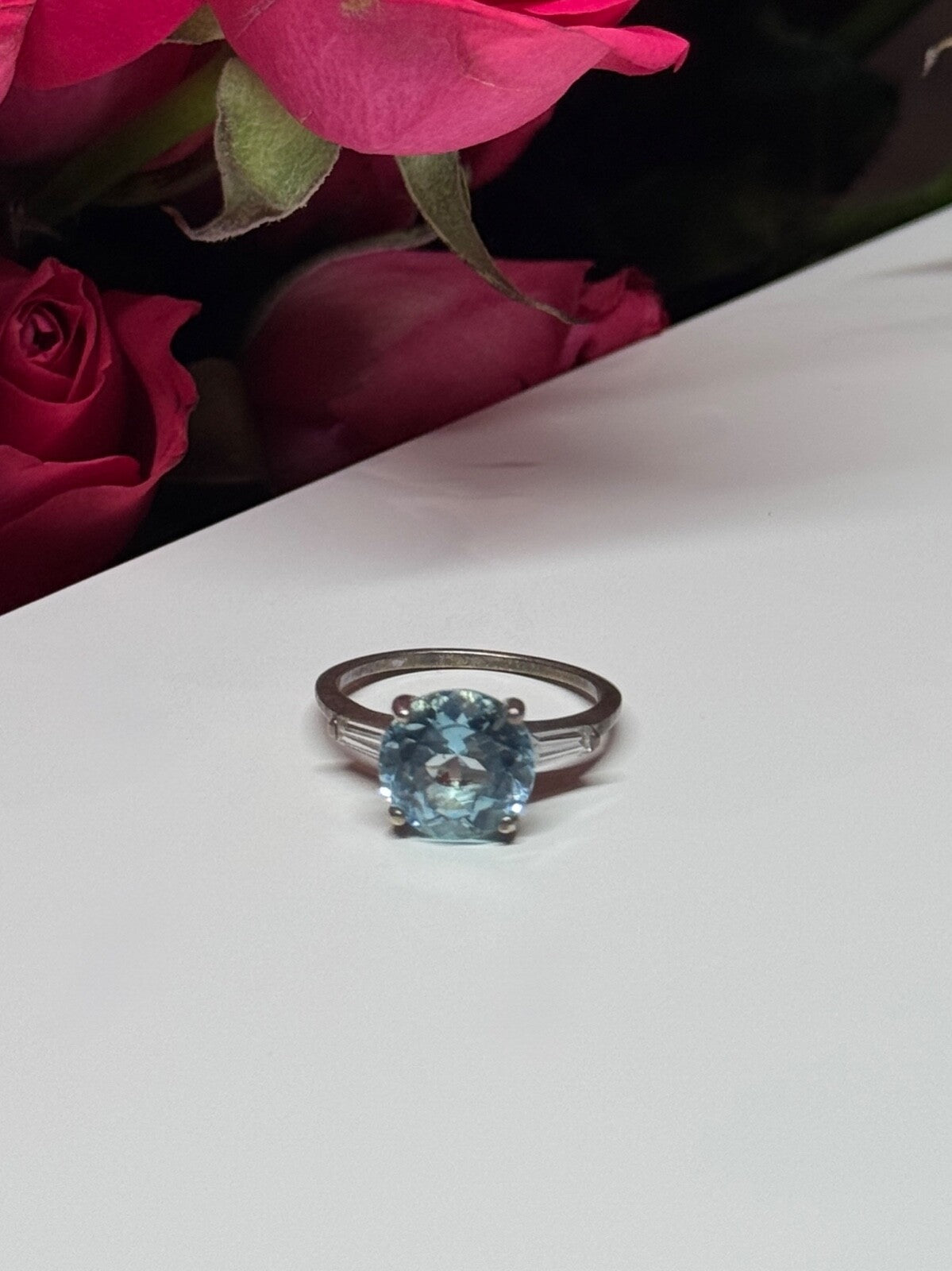 925 Sterling Silver Topaz & Beryl Ring Size 6