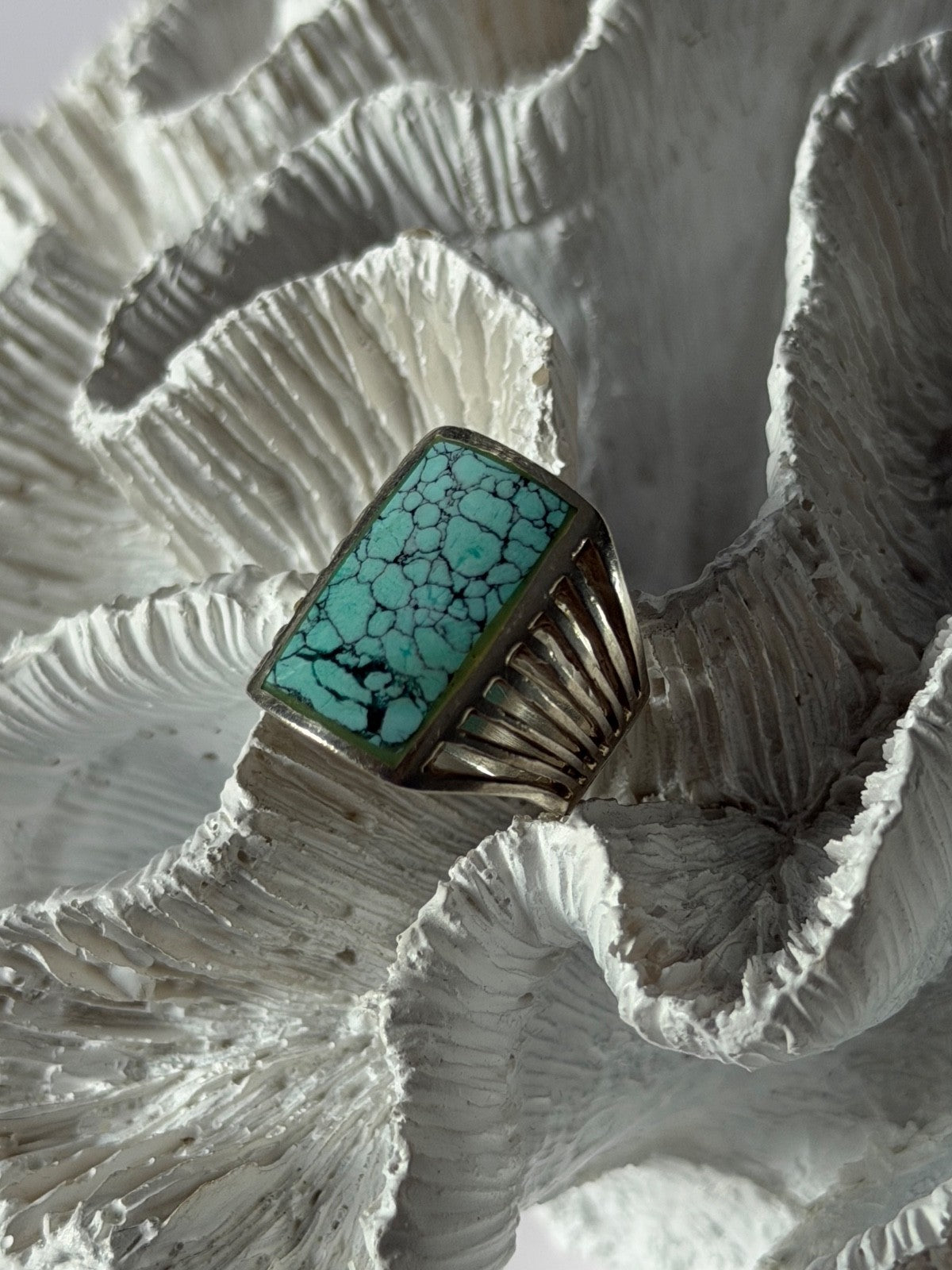 925 Sterling Silver Turquoise Ring Size 7.5