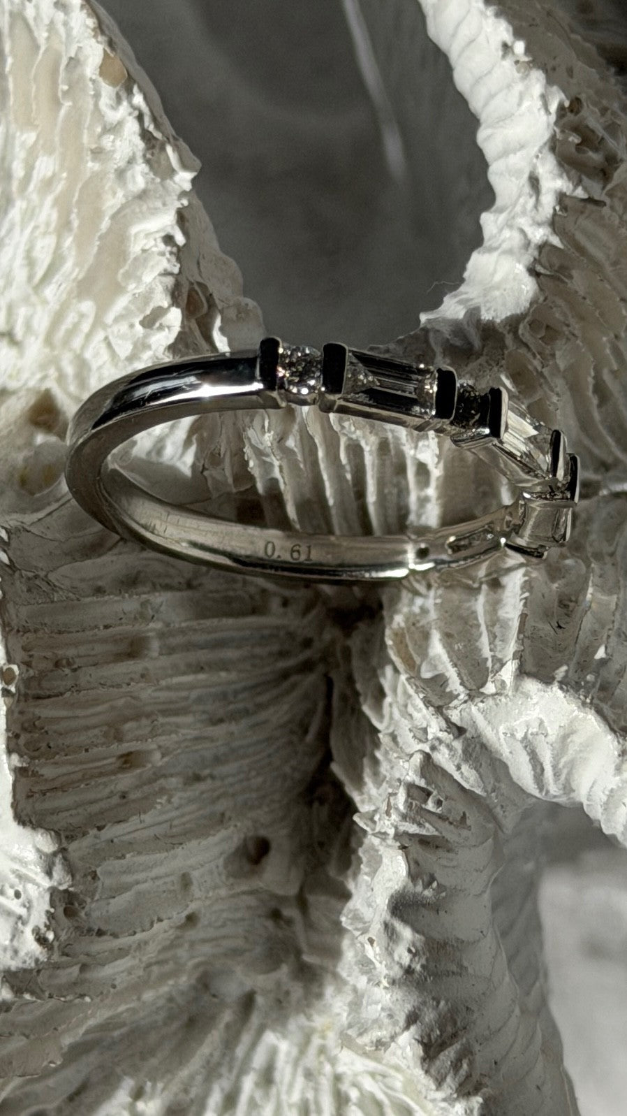 Platinum 950 Diamond 0.61 ct Ring Size 8