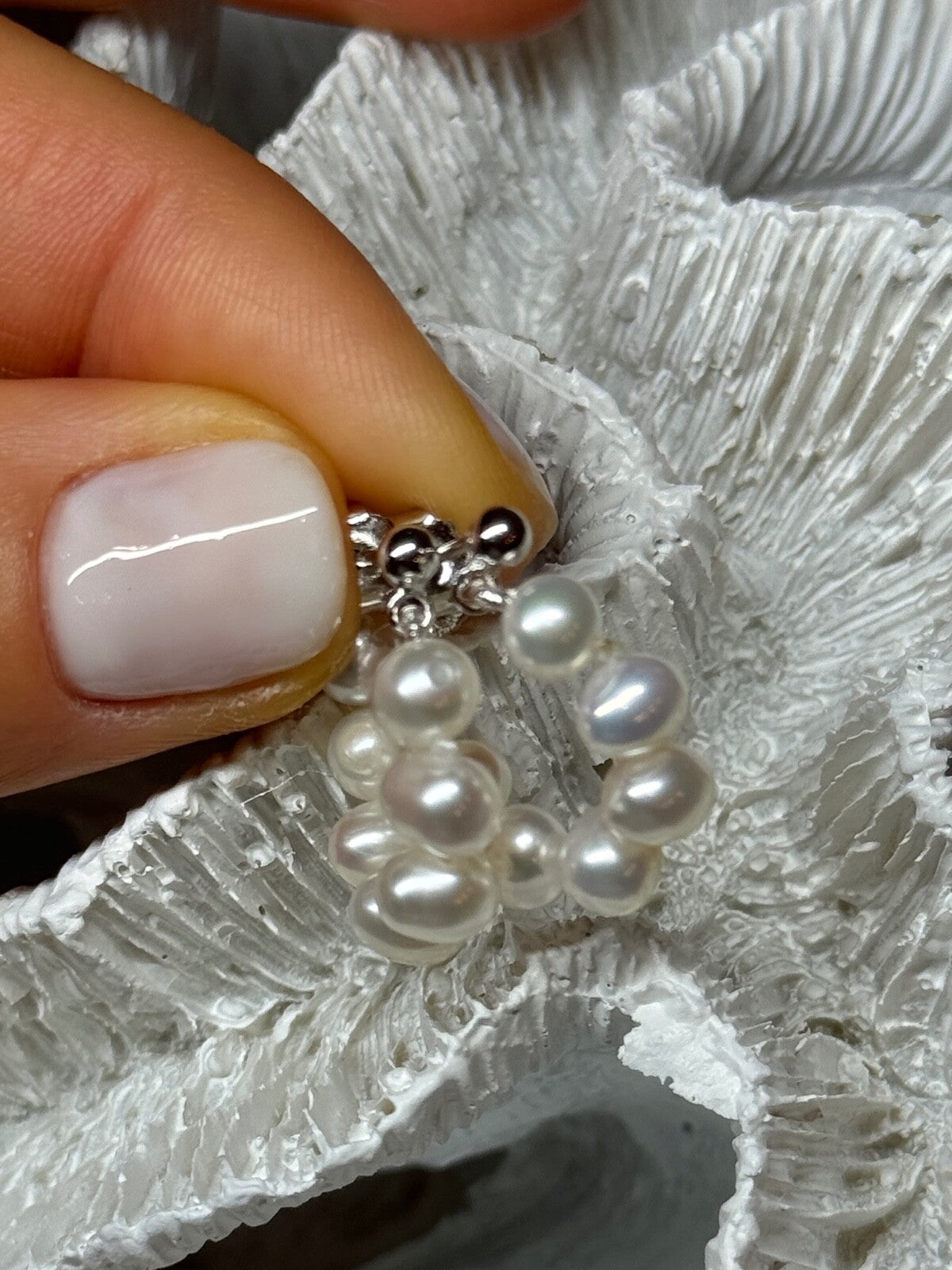 925 Sterling Silver Fresh Water Pearl Earrings Length 0.8 Inch