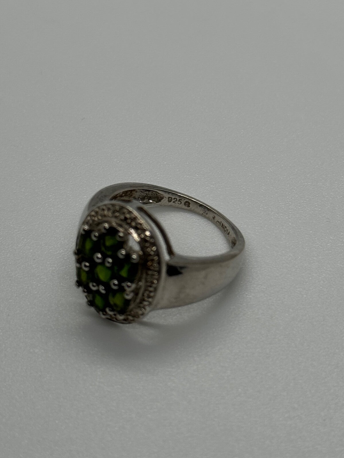 925 Sterling Silver Emerald Ring Size 6