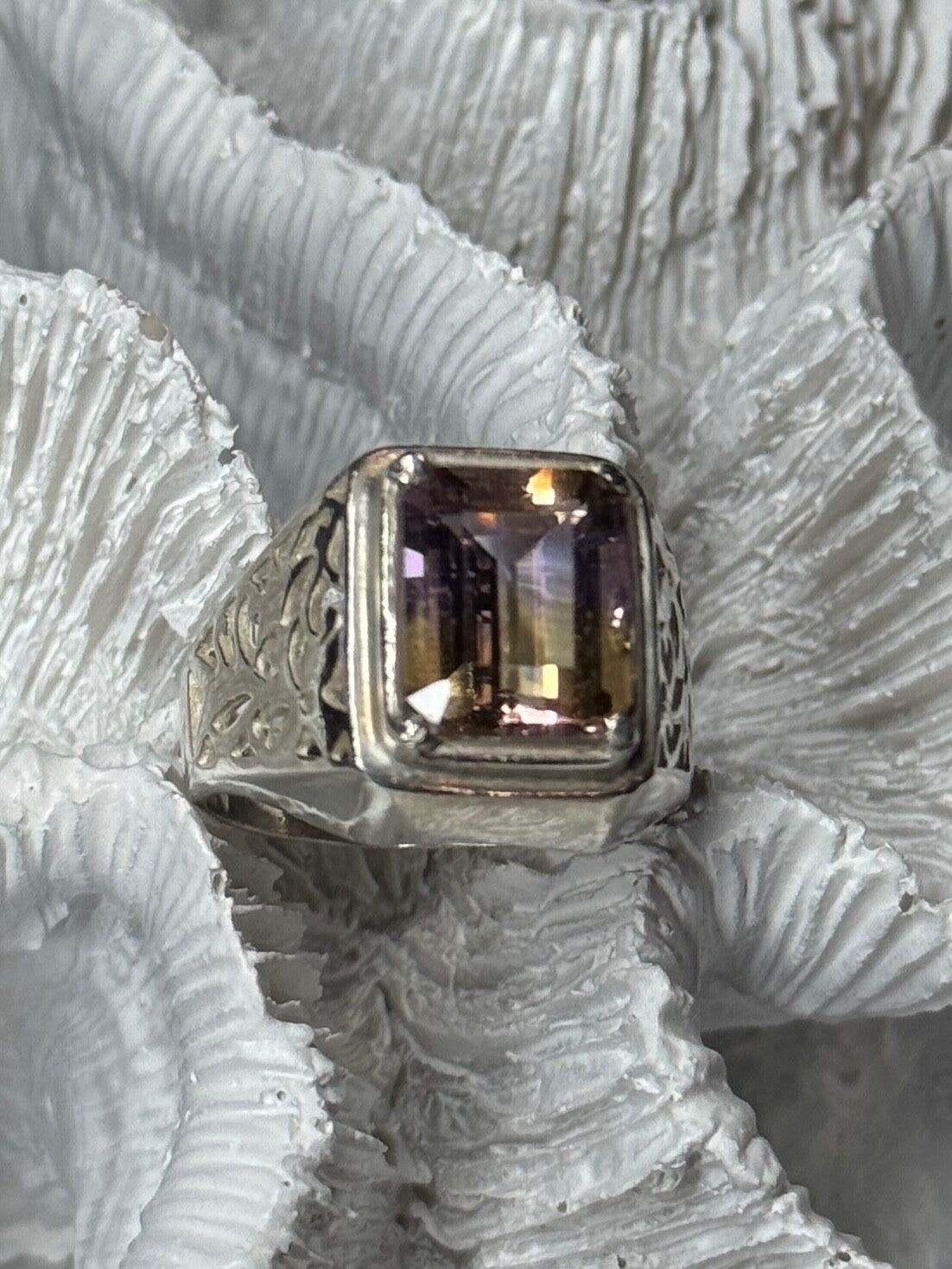 925 Sterling Silver Spinel Men's Ring Size 8