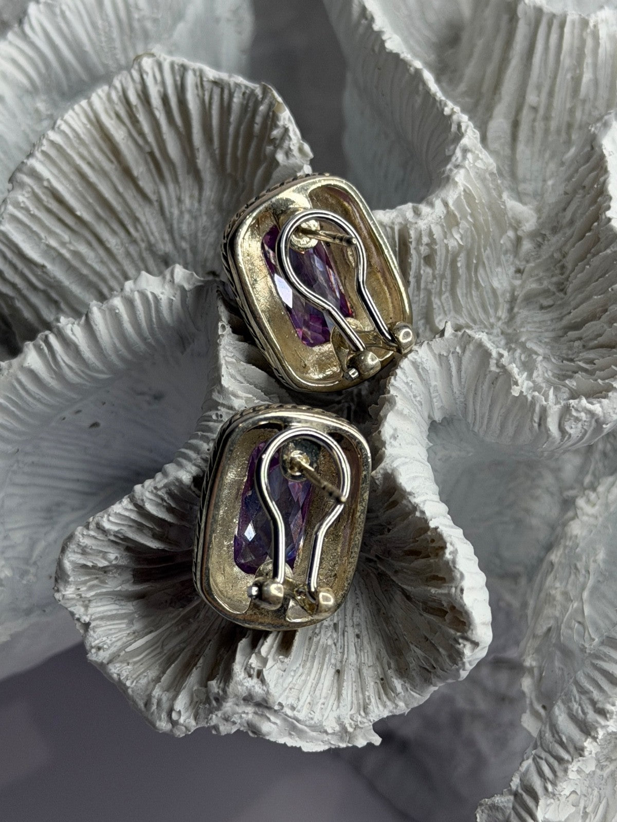 925 Sterling Silver Amethyst Clip-On Earrings