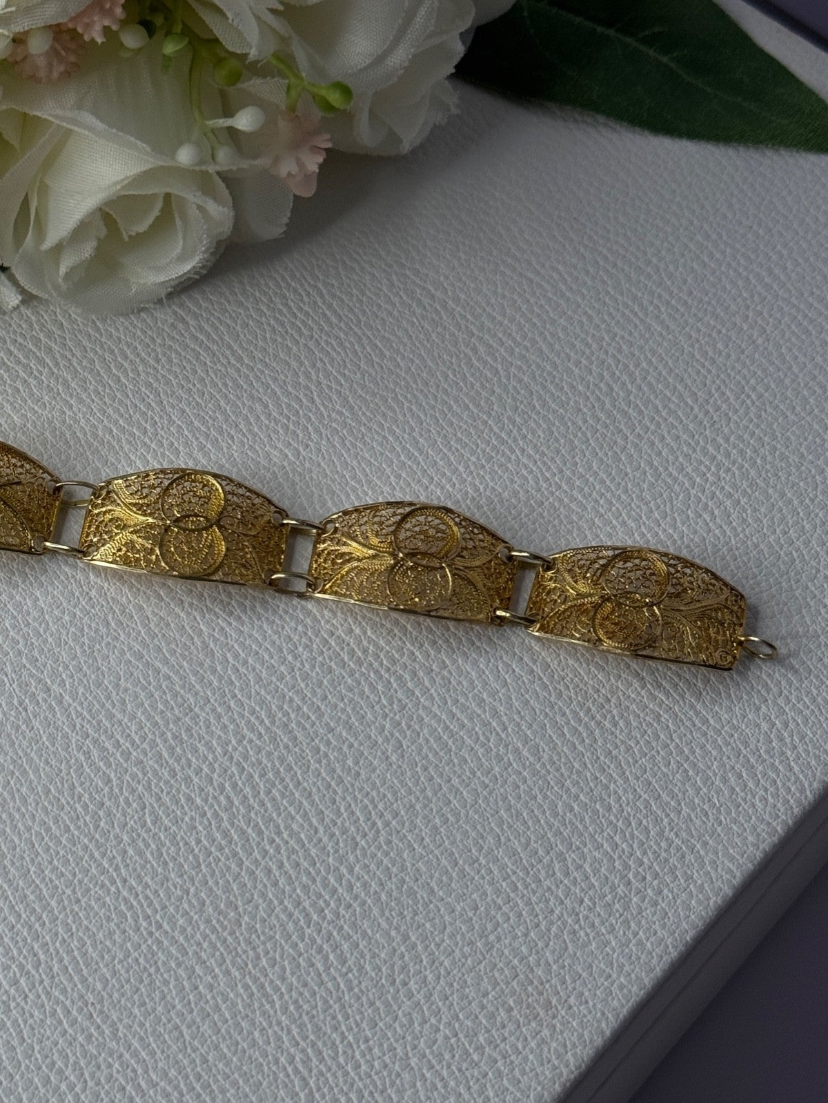 Portugal Topazio 925 Sterling Silver Gold Plated Bracelet Length 7 Inch