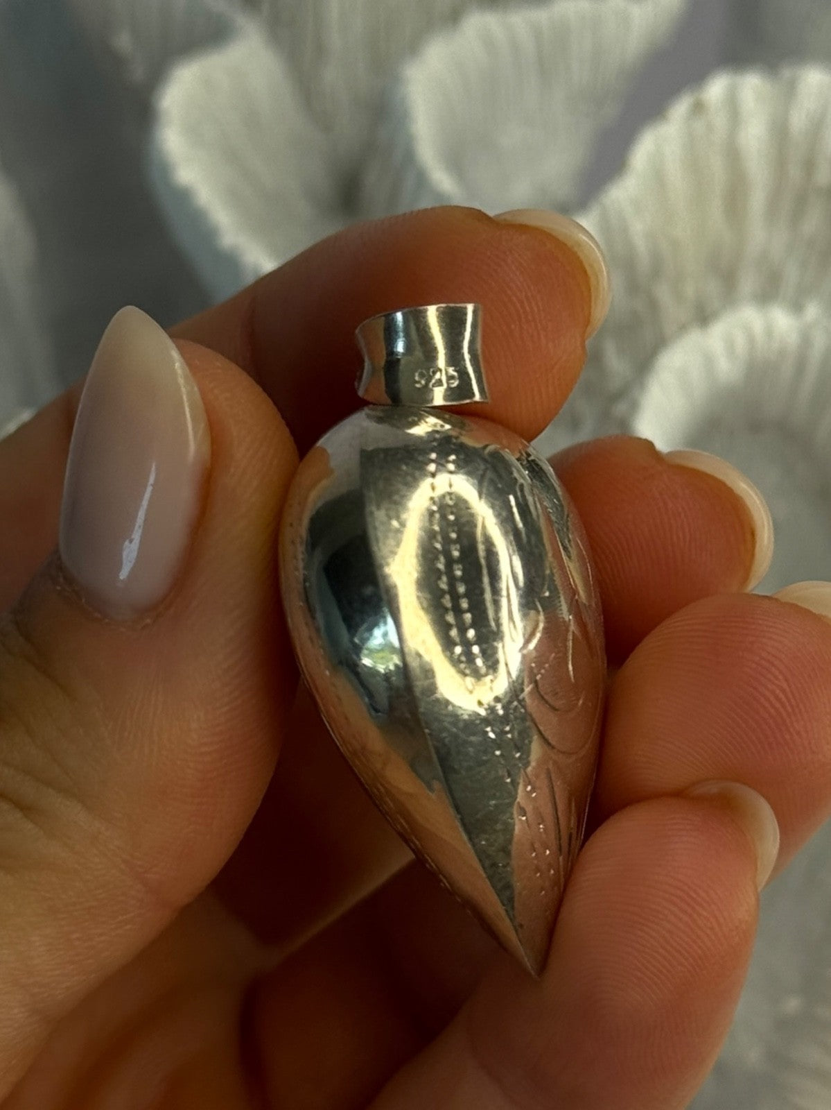 925 Sterling Silver Heart Locket Pendant Length 2 Inch