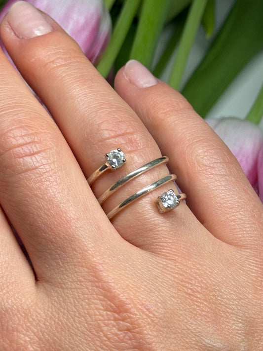 925 Sterling Silver White Spinel Ring Size 6