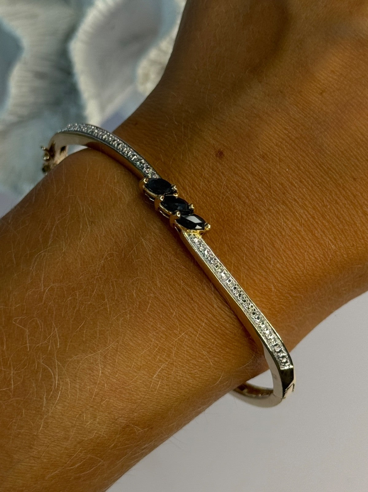 925 Sterling Silver Gold Plated Sapphire Bracelet
