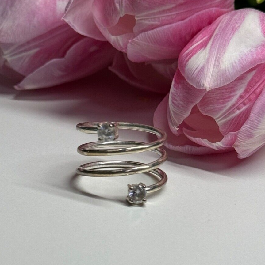 925 Sterling Silver White Spinel Ring Size 6
