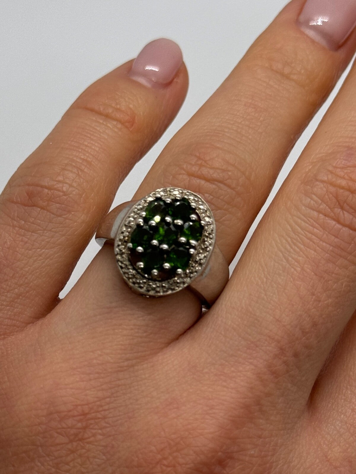 925 Sterling Silver Emerald Ring Size 6