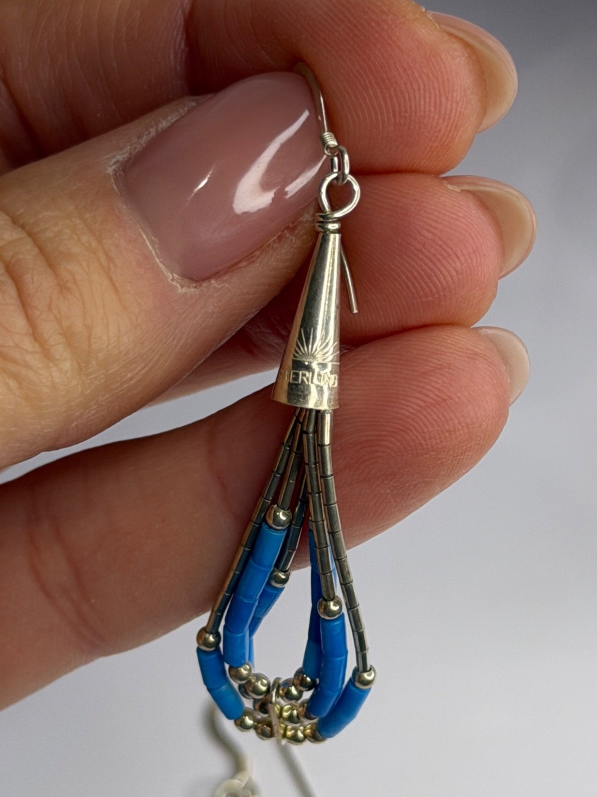 Native American 925 Sterling Silver Blue Lapis Earrings