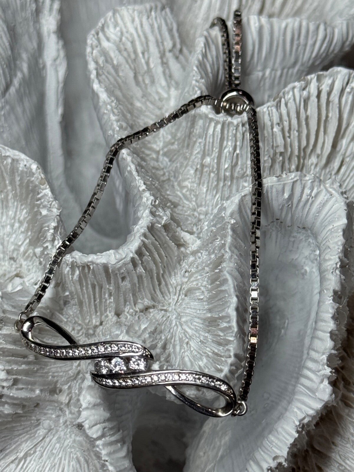 925 Sterling Silver CZ Bracelet Slider