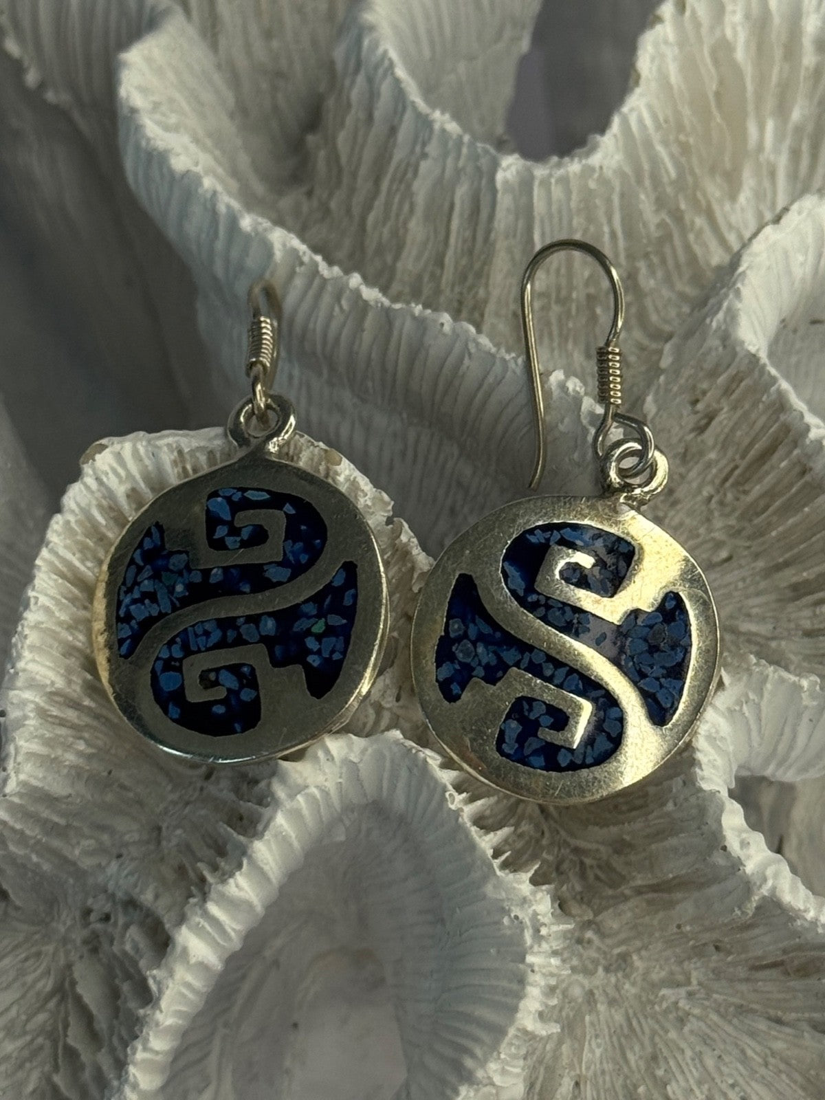Vintage 925 Sterling Silver Turquoise Earrings Length 1.70 Inch