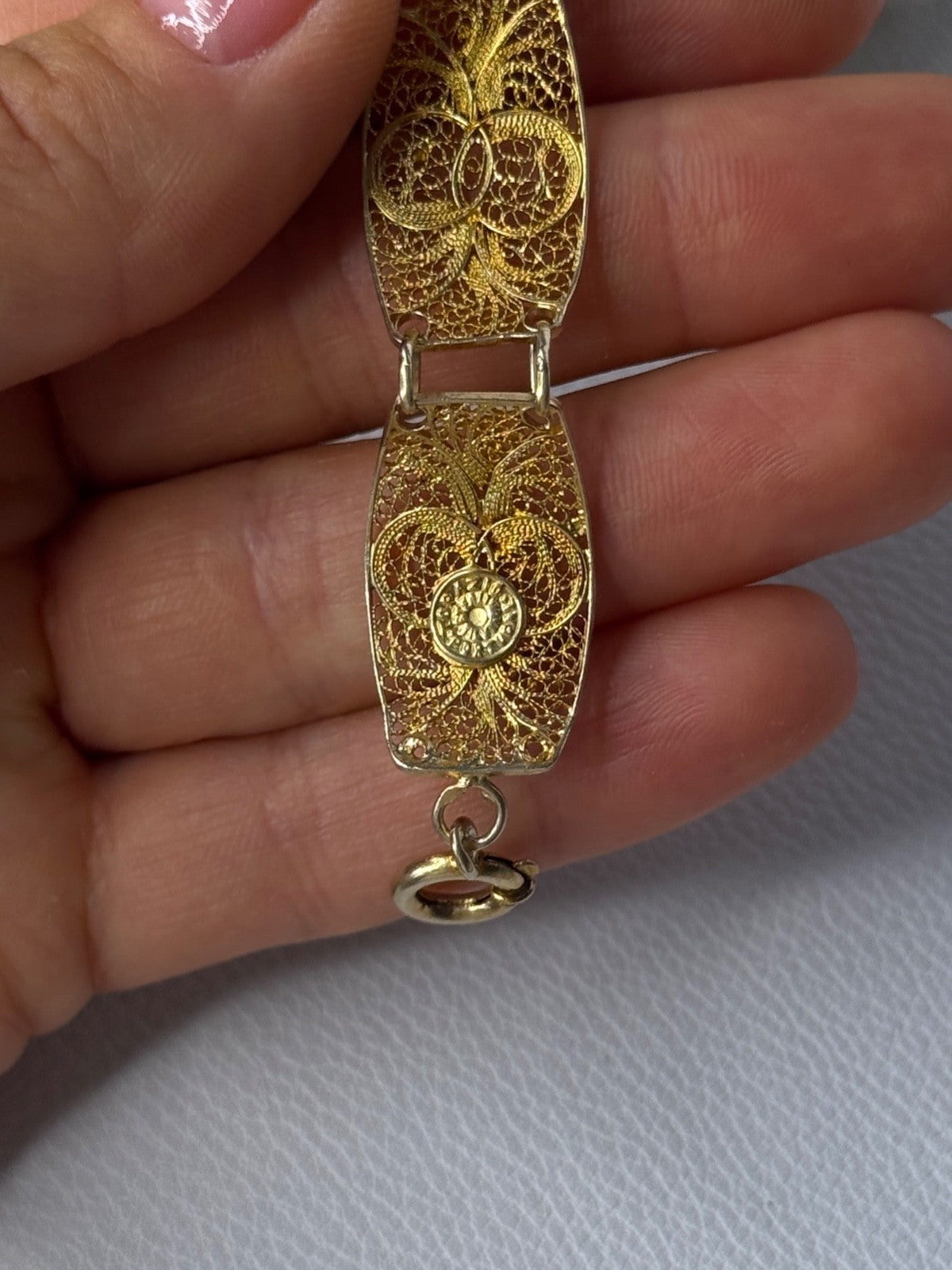 Portugal Topazio 925 Sterling Silver Gold Plated Bracelet Length 7 Inch