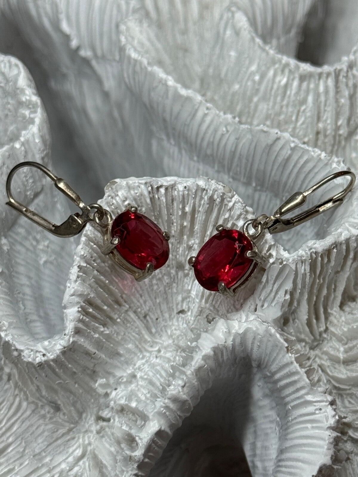925 Sterling Silver Spinel Earrings Length 1.1 Inch