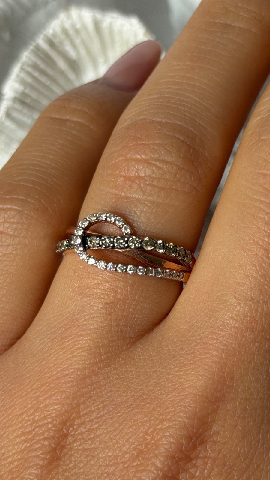 Le Vian 14K Rose Gold Chocolate & White Diamonds 0.50 cts Ring Size 6.5