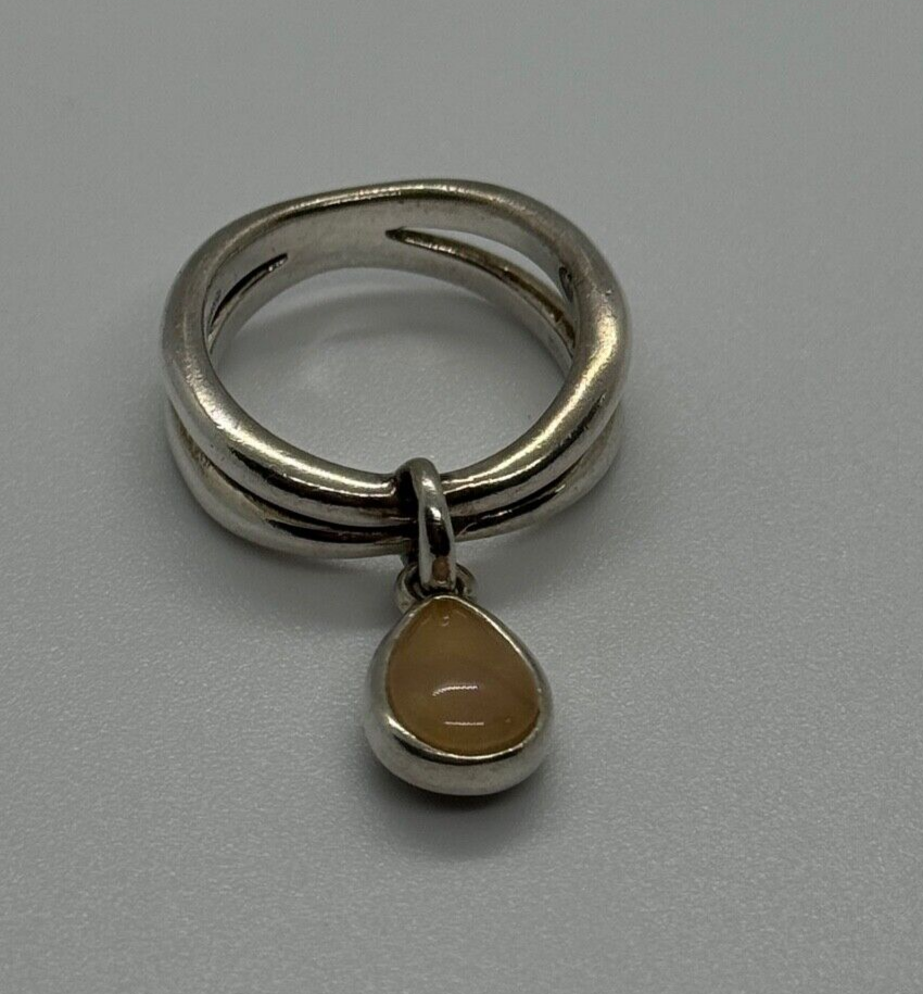 925 Sterling Silver Agate Ring Size 6