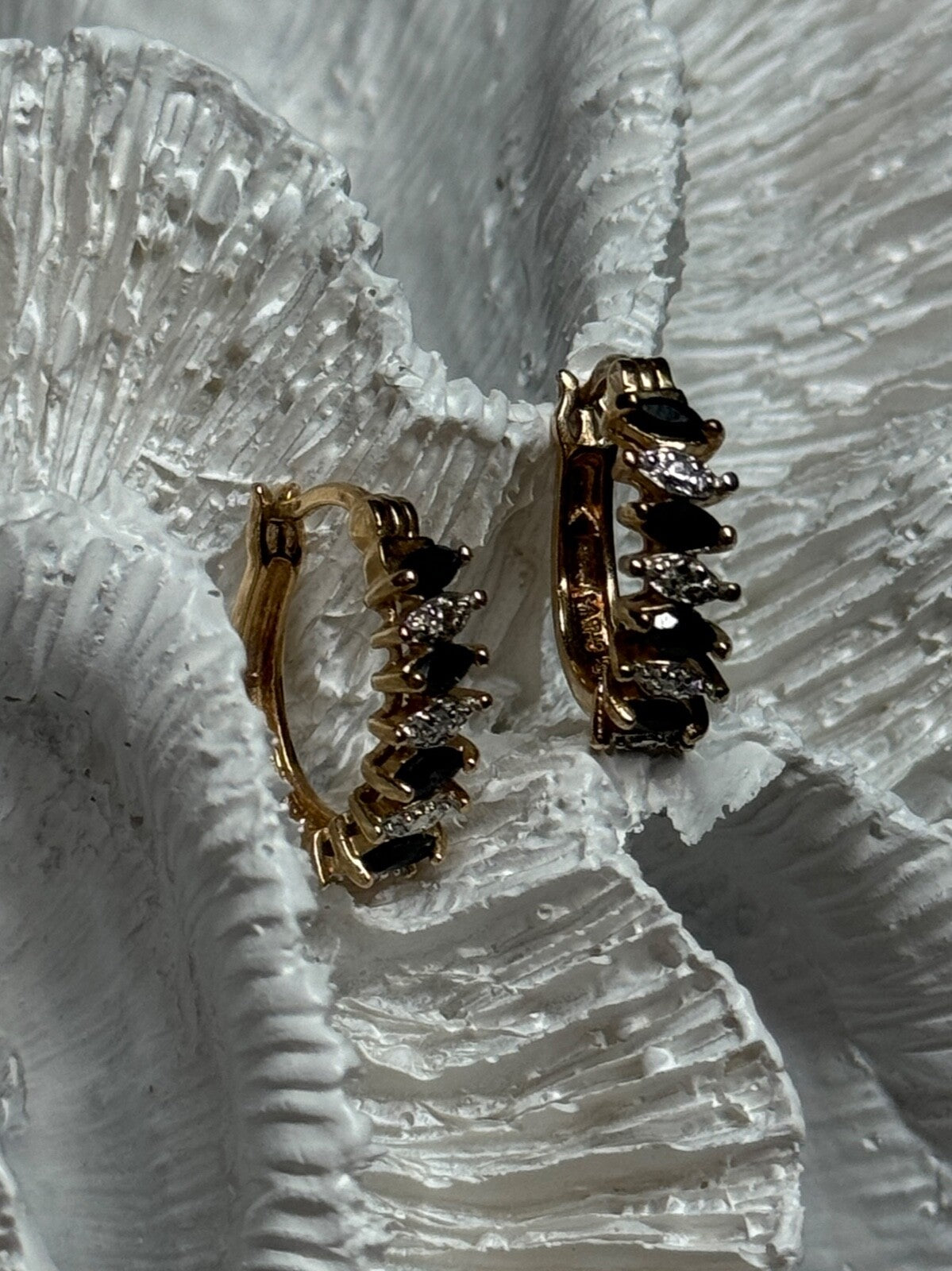 925 Sterling Silver Gold Plated Sapphire Earrings Length 0.8 Inch