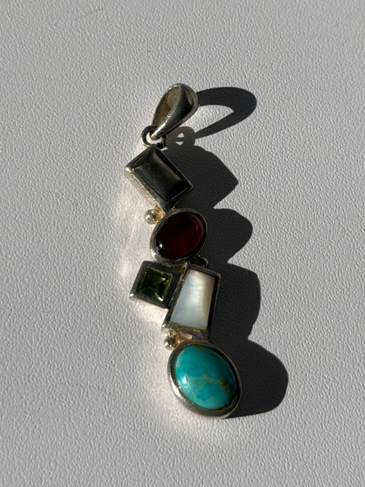 925 Sterling Silver Multi Color Gemstones Pendant