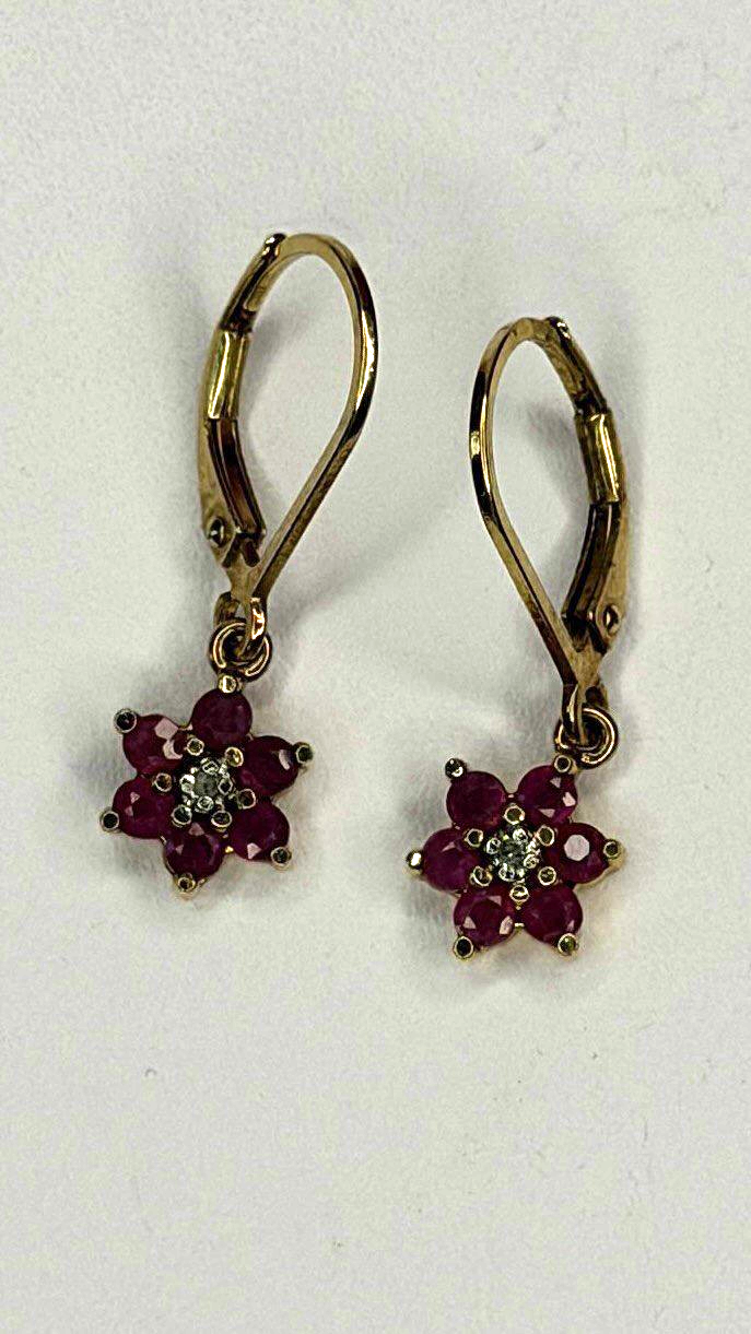Flower 925 Sterling Silver Gold Plated Pink & White Topaz Earrings