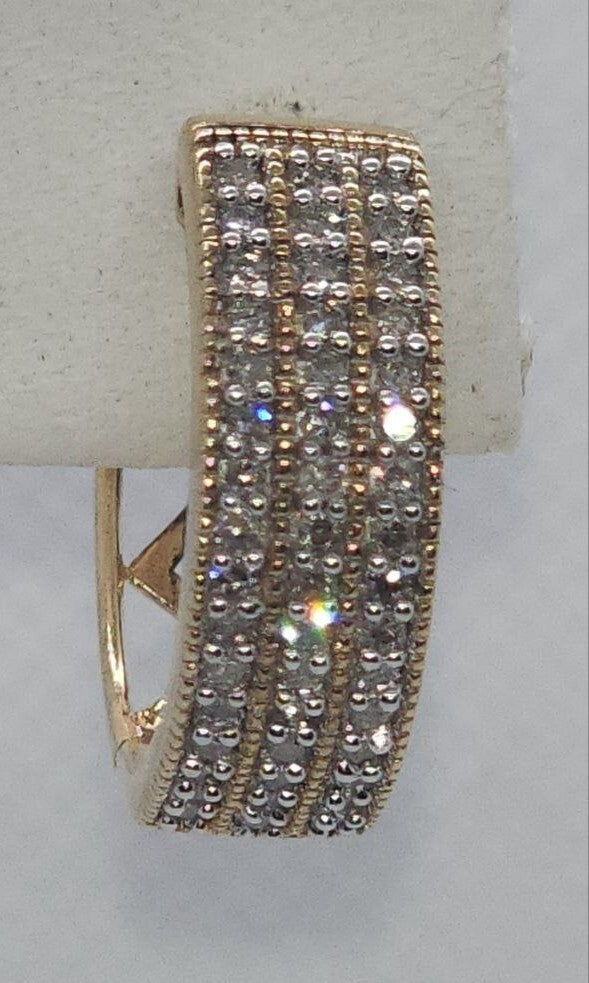 10K Yellow Gold Diamonds 0.9 Carat Earrings Length 18 mm