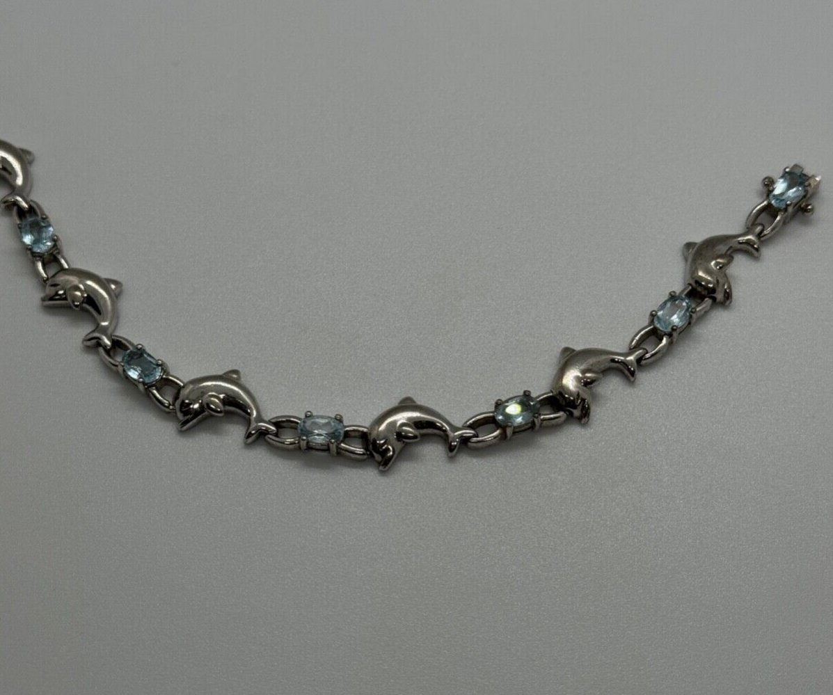 925 STERLING SILVER  TOPAZ DOLPHIN BRACELET