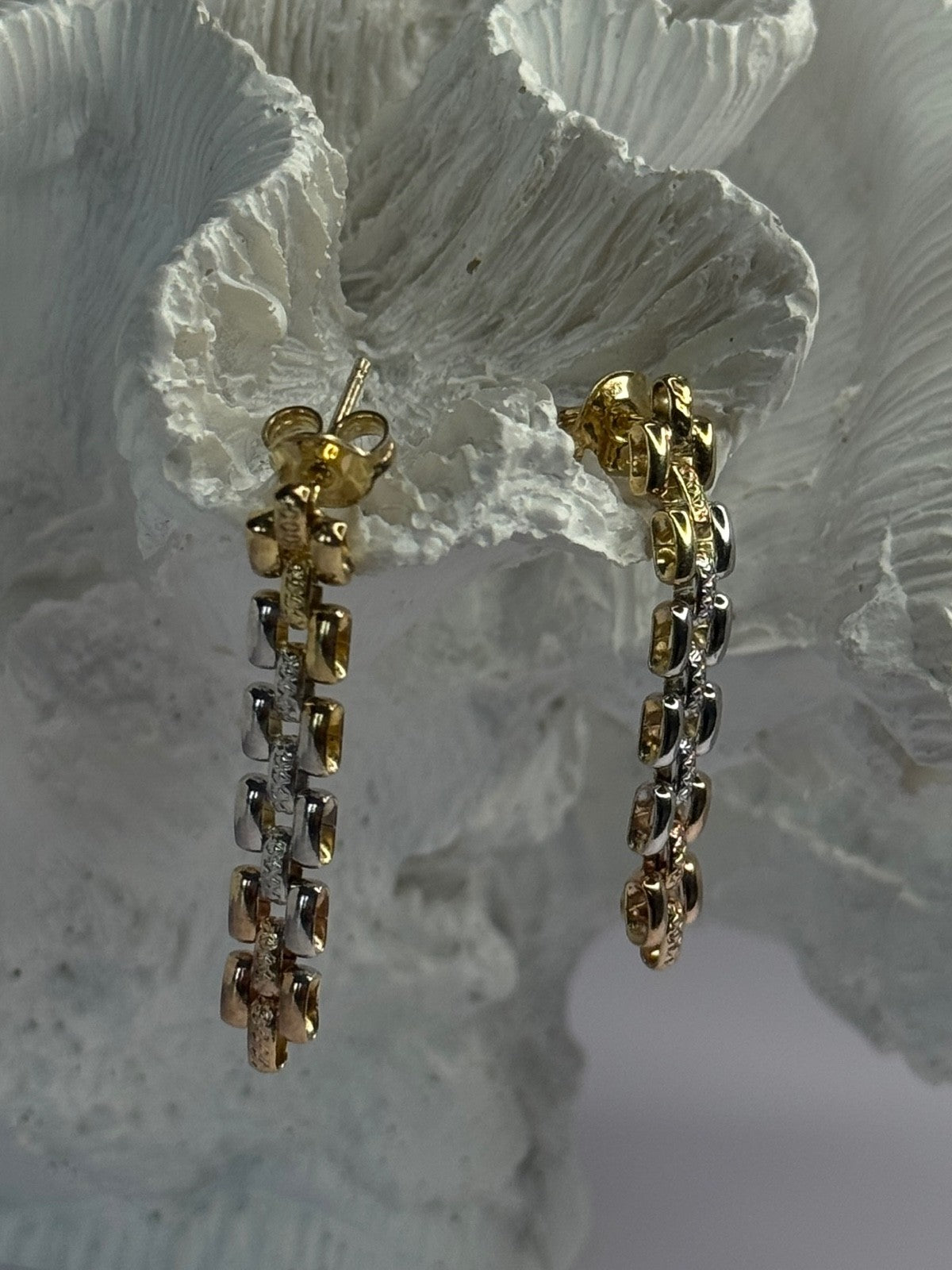 Italy Milor 925 Sterling Silver Gold Plated Earrings Length 1.40 Inch