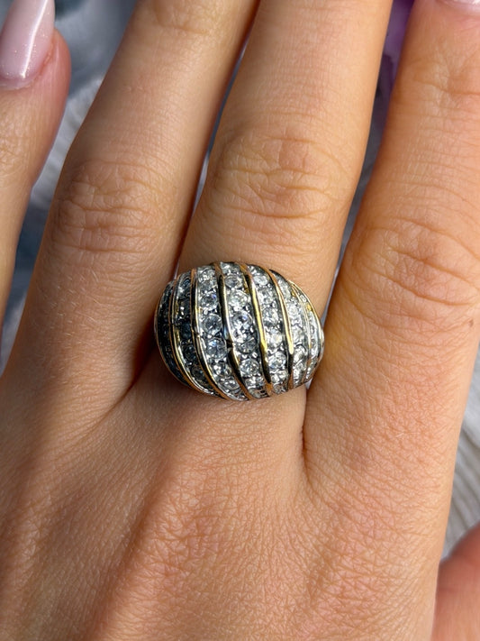 925 Sterling Silver Gold Plated Cz Ring Size 8