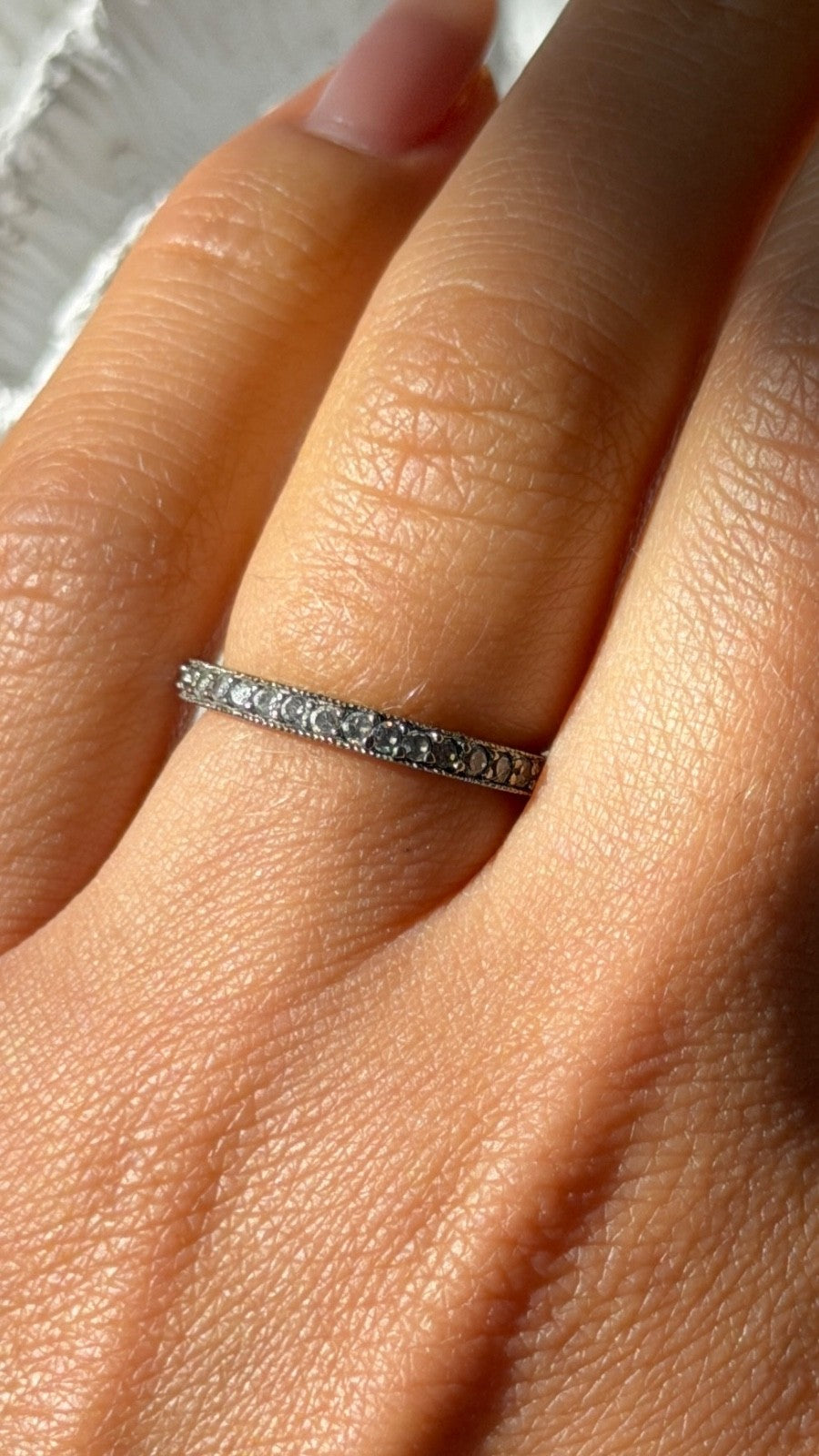 Minimalist Design 925 Sterling Silver Cz Ring Size 6