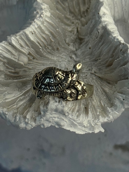925 Sterling Silver Turtle Ring Sizable Maximum Size 3