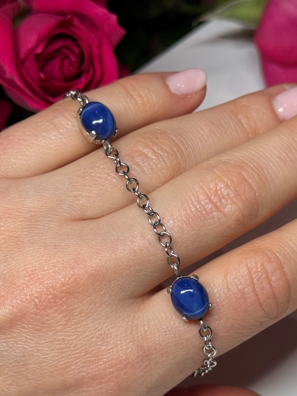 925 Sterling Silver Star Sapphire Bracelet Length 7.5