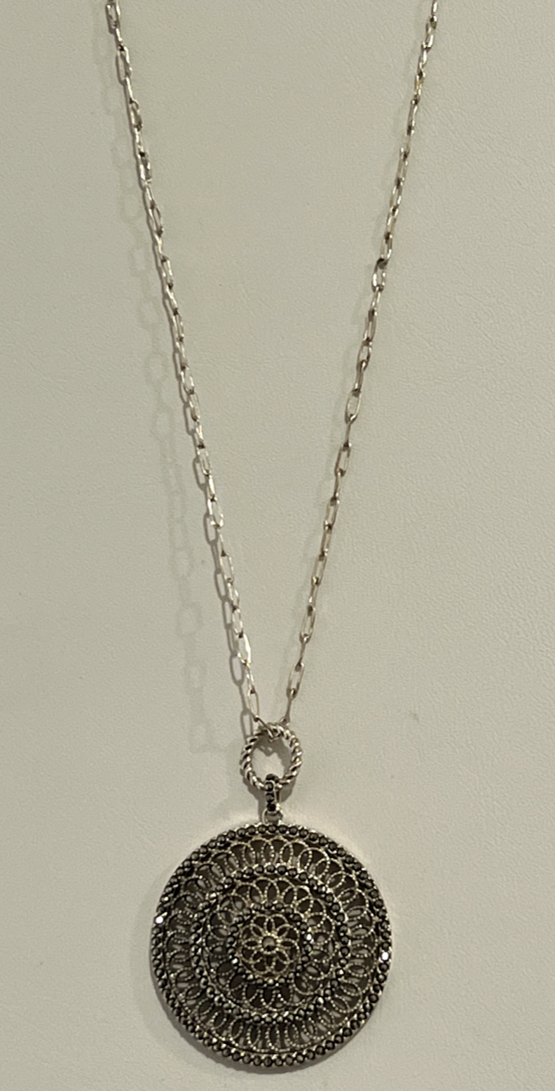 925 Sterling Silver Marcasite Necklace