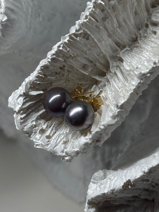 14K Yellow Gold Pearl Earrings