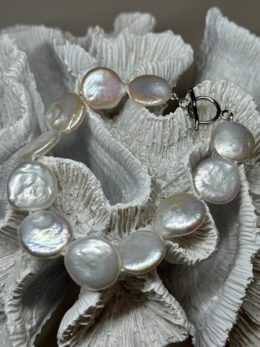 925 Sterling Silver Water Fresh Pearl Bracelet Length 8 Inch