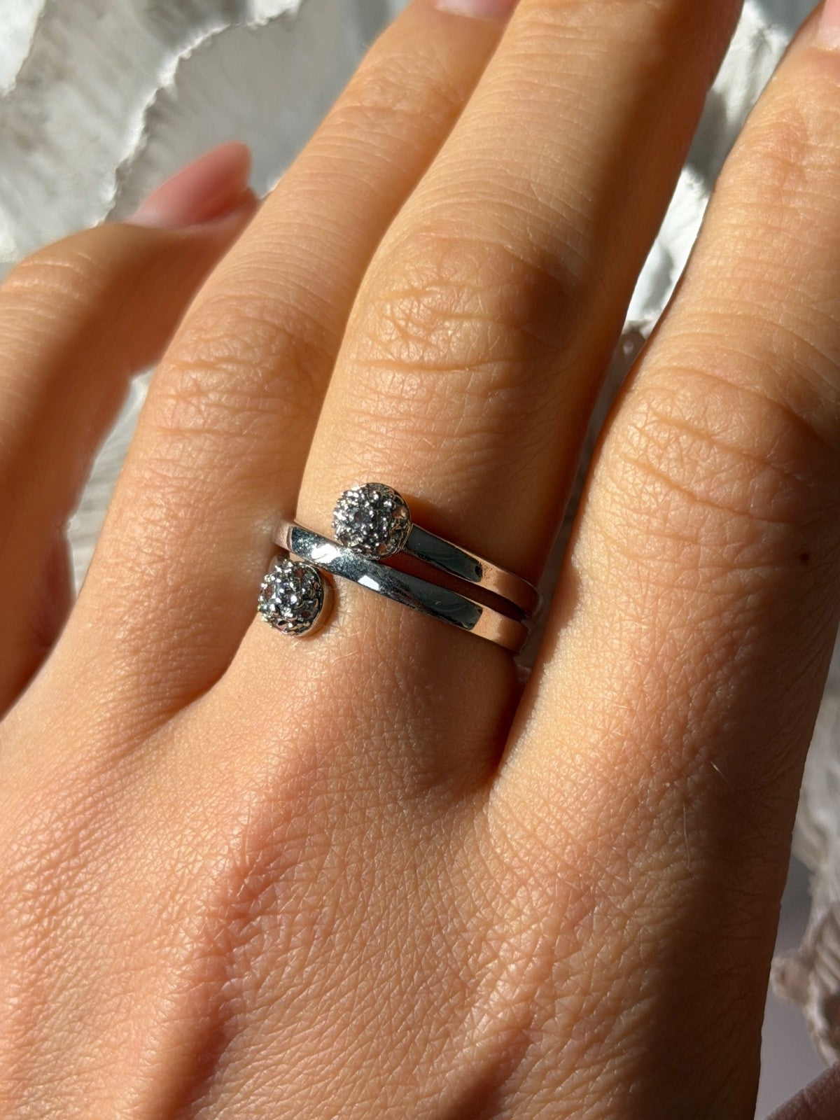 925 Sterling Silver White Topaz Ring Size 9