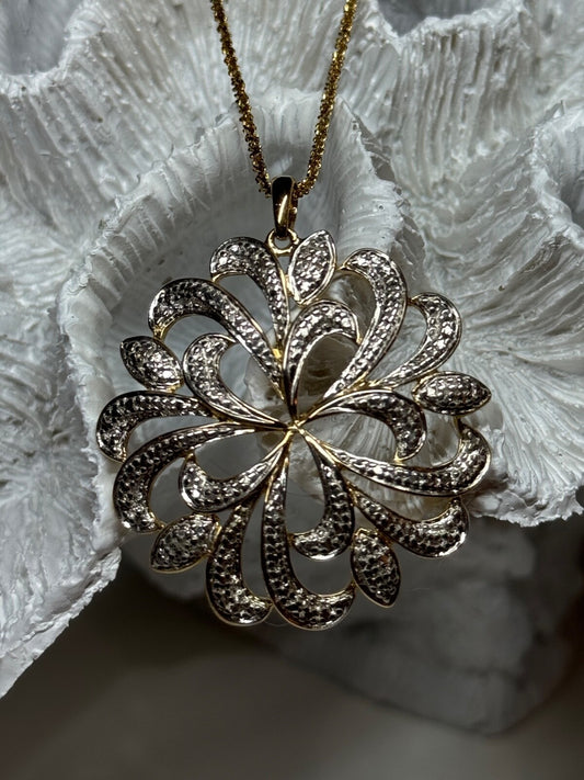 925 Sterling Silver Gold Plated Wild Flower Necklace