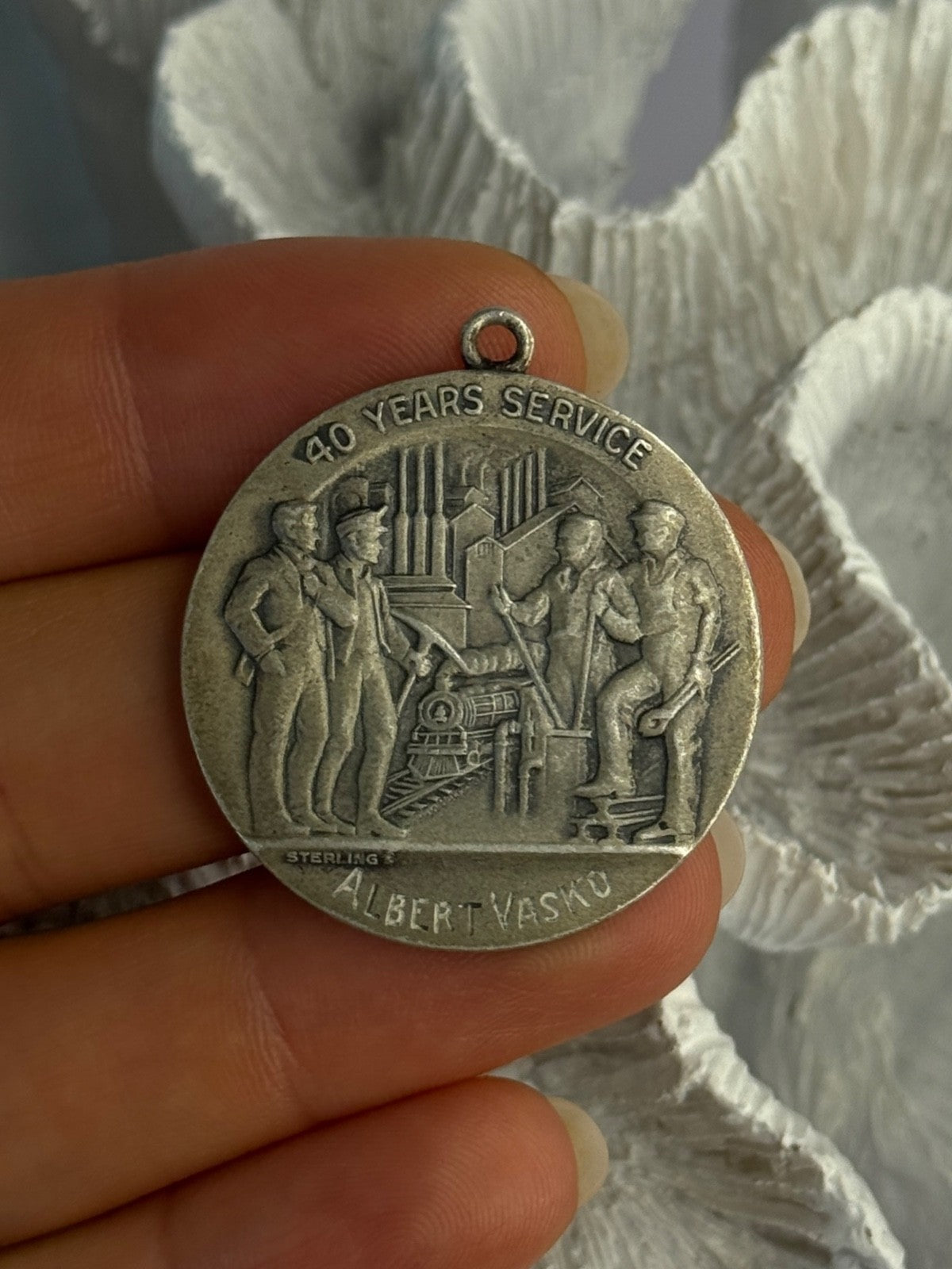 925 Sterling Silver 40 Years Service Medal USA Steel Corporation