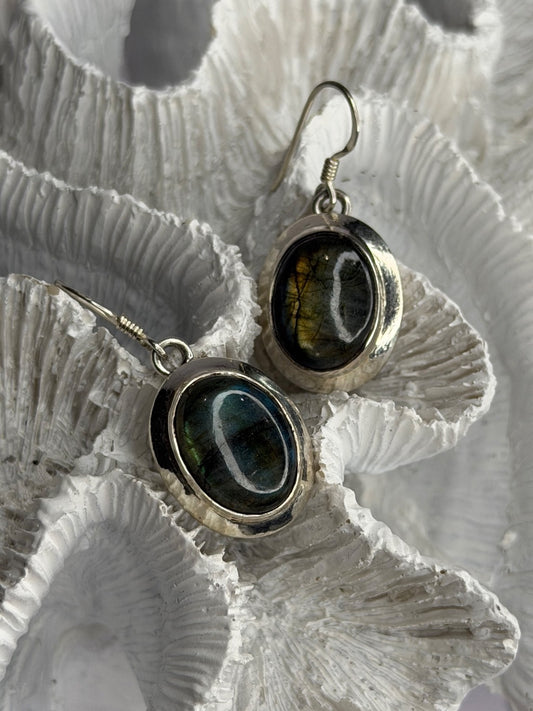 925 Sterling Silver Labradorite Dangle Earrings