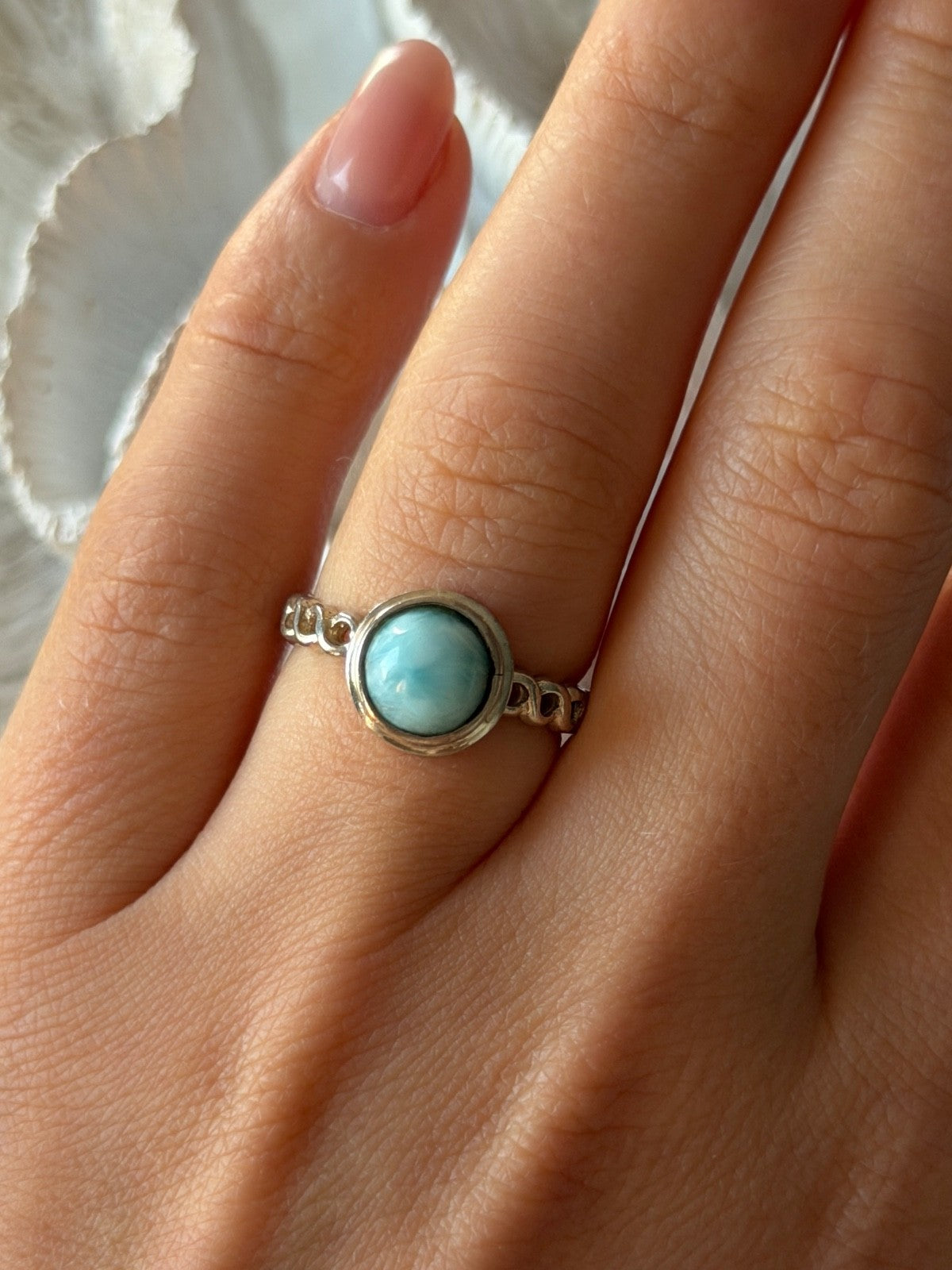 925 Sterling Silver Larimar Ring Size 7
