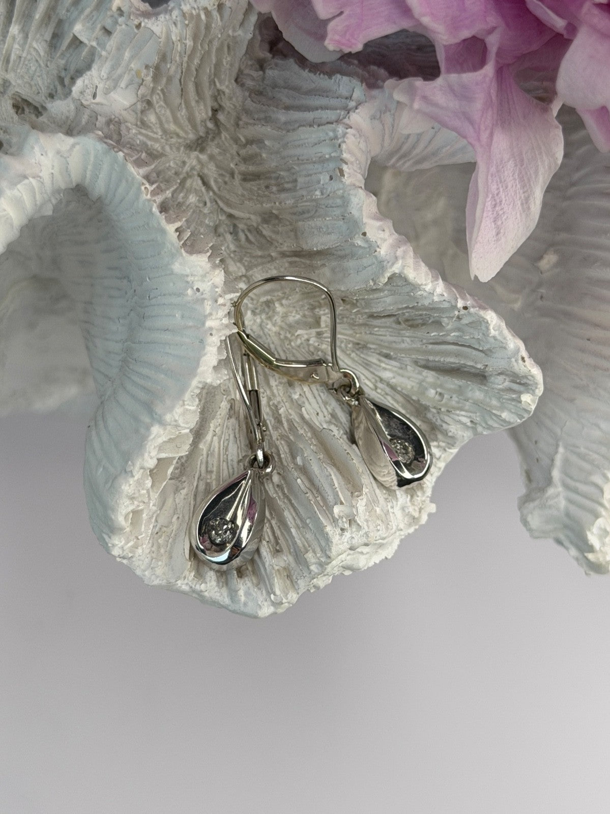 14K White Gold Diamond 0.12 ct Earrings