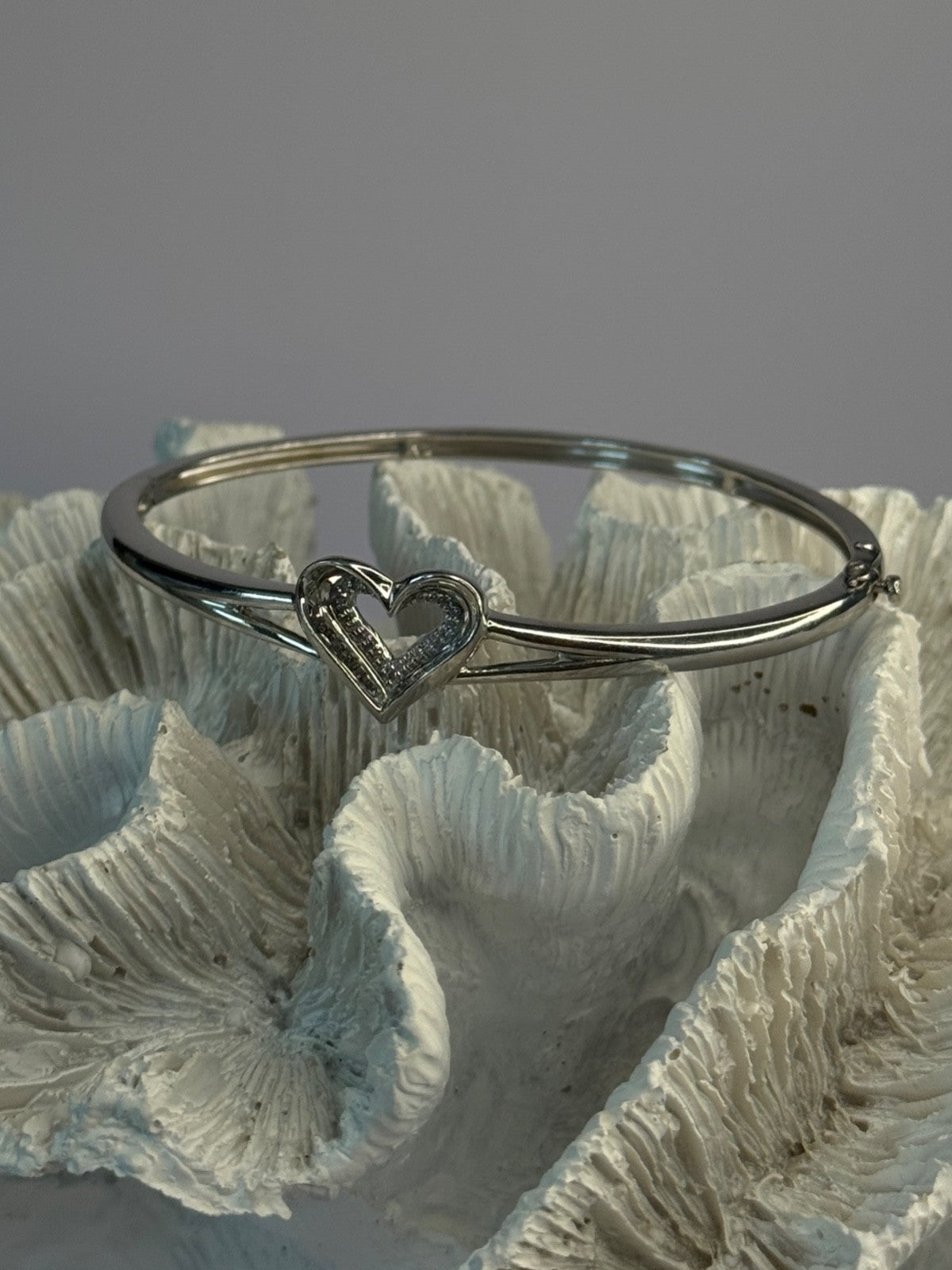 925 Sterling Silver NDI Diamond Heart Bracelet