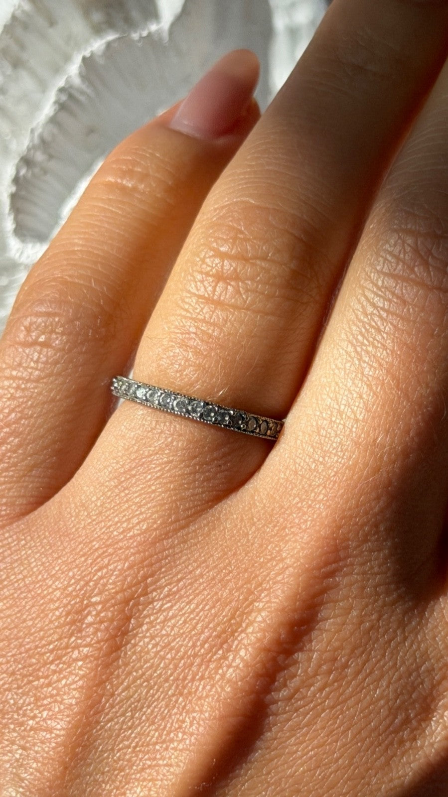 Minimalist Design 925 Sterling Silver Cz Ring Size 6