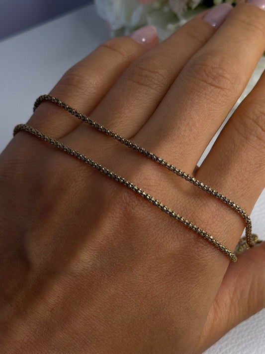 925 Sterling Silver Gold Plated Italy Lirm Necklace Chain Length 22 Inch