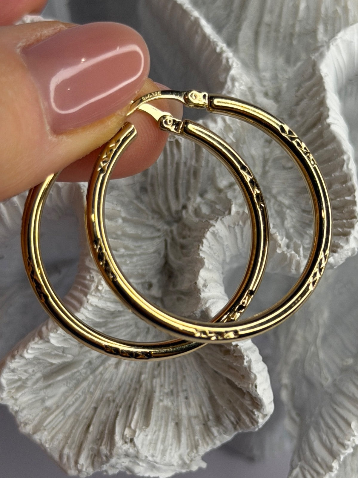 SLC 925 Sterling Silver Gold Plated Hoop Earrings