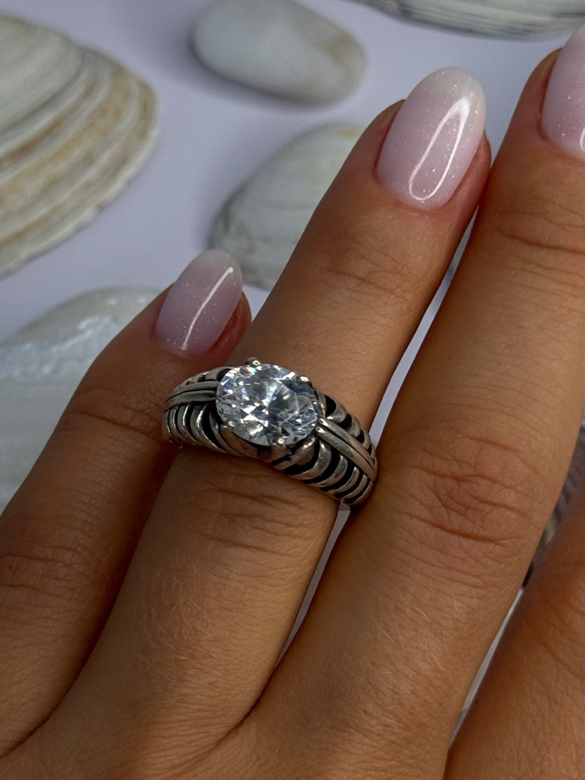 Kabana 925 Sterling Silver Cz Ring Size 6